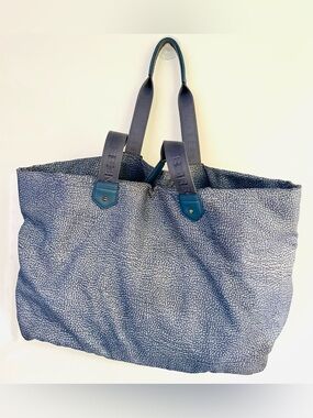 Borbonese Blue Nylon Tote Shoulder Bag